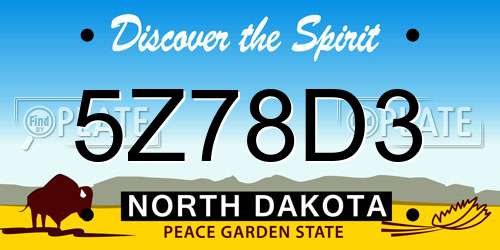 5Z78D3 North Dakota License Plate