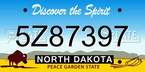 5Z87397 North Dakota License Plate