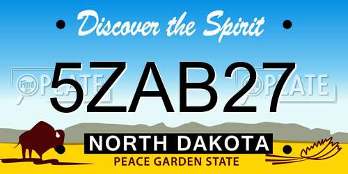 5ZAB27 North Dakota License Plate
