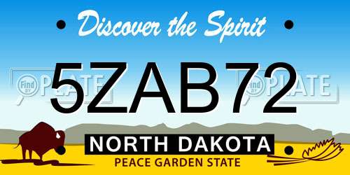5ZAB72 North Dakota License Plate