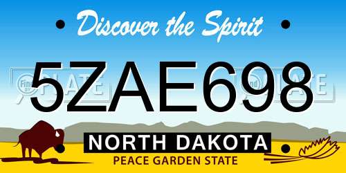 5ZAE698 North Dakota License Plate