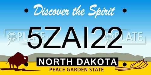 5ZAI22 North Dakota License Plate