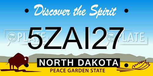 5ZAI27 North Dakota License Plate