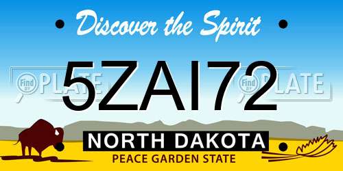 5ZAI72 North Dakota License Plate