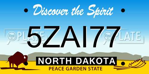 5ZAI77 North Dakota License Plate