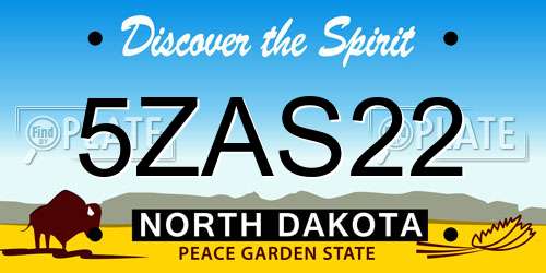 5ZAS22 North Dakota License Plate