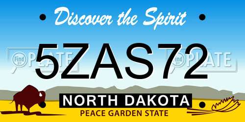 5ZAS72 North Dakota License Plate