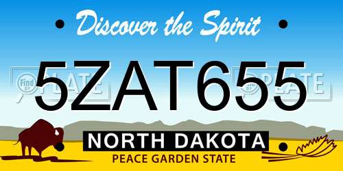 5ZAT655 North Dakota License Plate