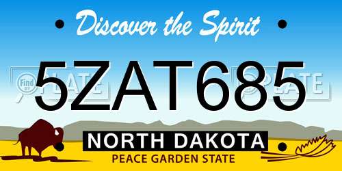 5ZAT685 North Dakota License Plate