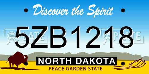 5ZB1218 North Dakota License Plate