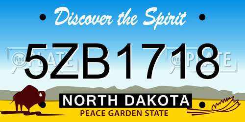 5ZB1718 North Dakota License Plate