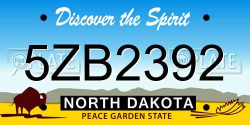 5ZB2392 North Dakota License Plate