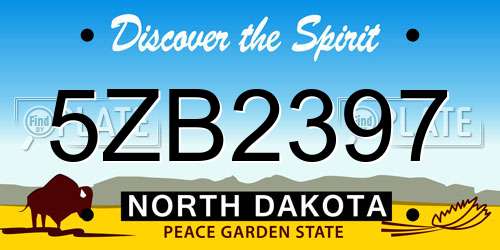 5ZB2397 North Dakota License Plate