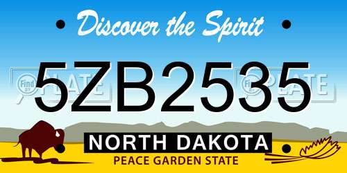 5ZB2535 North Dakota License Plate