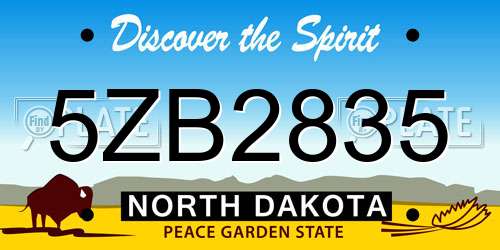 5ZB2835 North Dakota License Plate