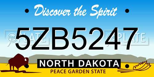 5ZB5247 North Dakota License Plate