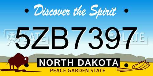 5ZB7397 North Dakota License Plate