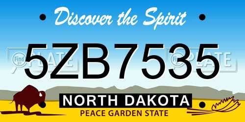 5ZB7535 North Dakota License Plate