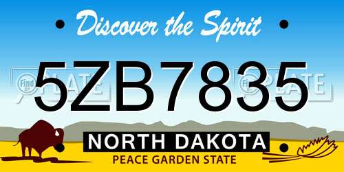 5ZB7835 North Dakota License Plate