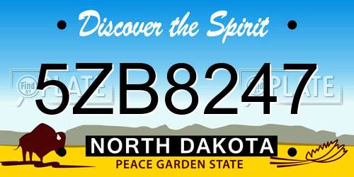 5ZB8247 North Dakota License Plate