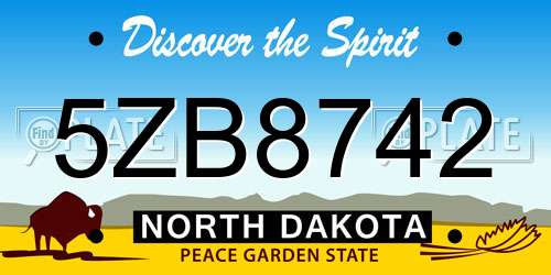5ZB8742 North Dakota License Plate