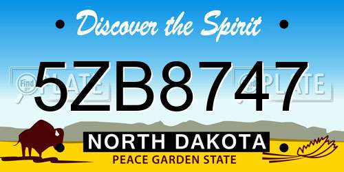 5ZB8747 North Dakota License Plate
