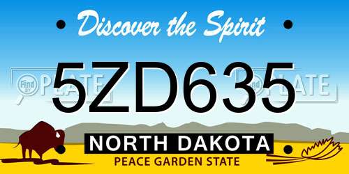 5ZD635 North Dakota License Plate