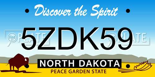 5ZDK59 North Dakota License Plate