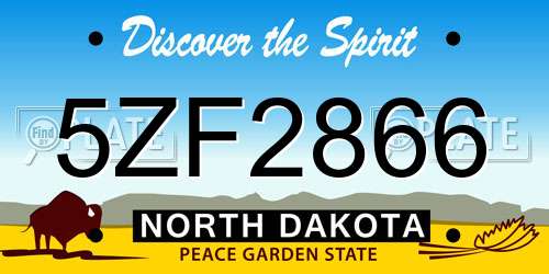 5ZF2866 North Dakota License Plate