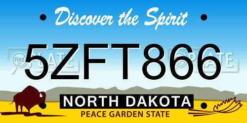 5ZFT866 North Dakota License Plate