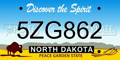 5ZG862 North Dakota License Plate