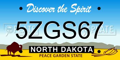 5ZGS67 North Dakota License Plate