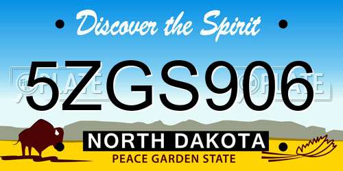 5ZGS906 North Dakota License Plate
