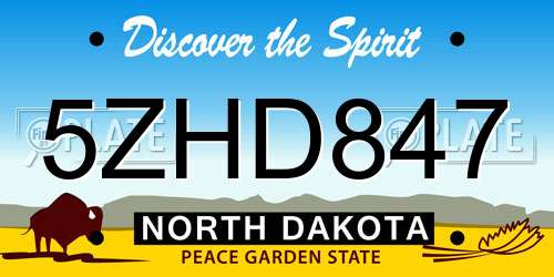 5ZHD847 North Dakota License Plate
