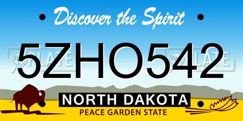 5ZHO542 North Dakota License Plate