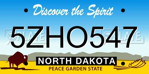 5ZHO547 North Dakota License Plate