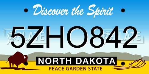 5ZHO842 North Dakota License Plate