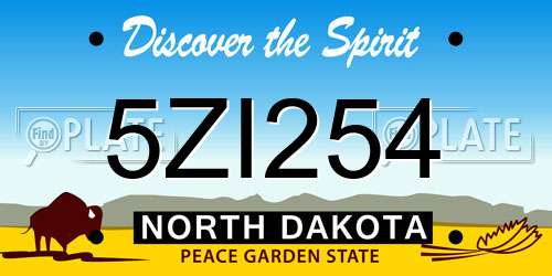 5ZI254 North Dakota License Plate