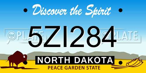 5ZI284 North Dakota License Plate