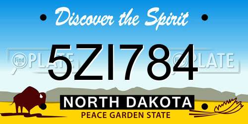 5ZI784 North Dakota License Plate