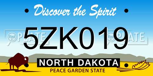 5ZK019 North Dakota License Plate