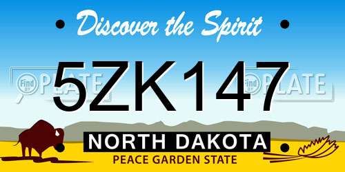 5ZK147 North Dakota License Plate