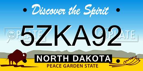 5ZKA92 North Dakota License Plate
