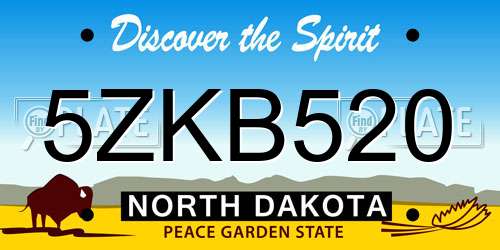 5ZKB520 North Dakota License Plate