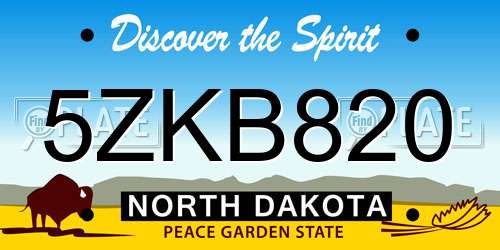 5ZKB820 North Dakota License Plate
