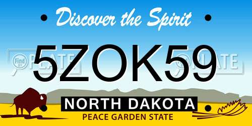 5ZOK59 North Dakota License Plate