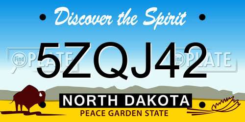 5ZQJ42 North Dakota License Plate