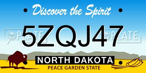 5ZQJ47 North Dakota License Plate