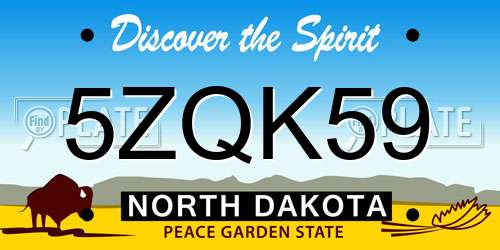 5ZQK59 North Dakota License Plate