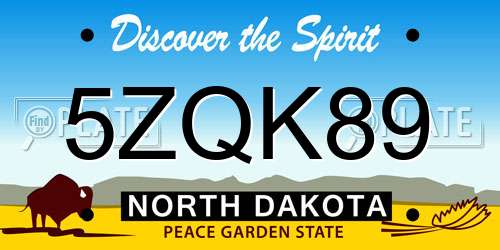 5ZQK89 North Dakota License Plate